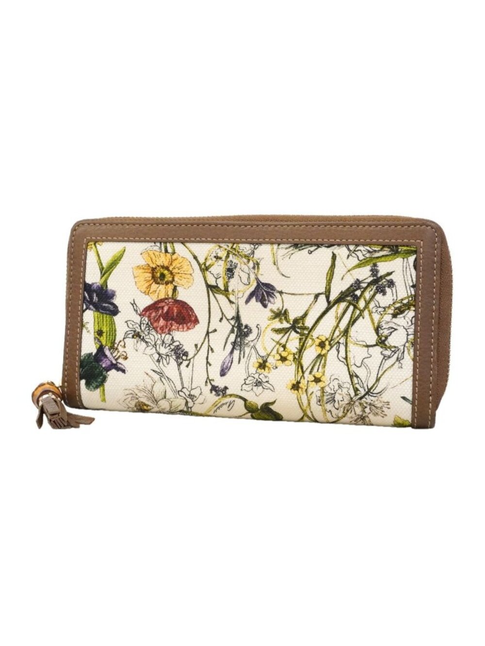 Gucci Wallet Bamboo Flora Canvas Brown Gold